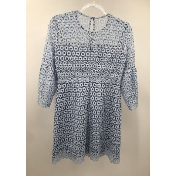 J. Crew Daisy Lace Bell Sleeve Sheath Dress 6 Petite Light Blue Easter - Picture 7 of 11